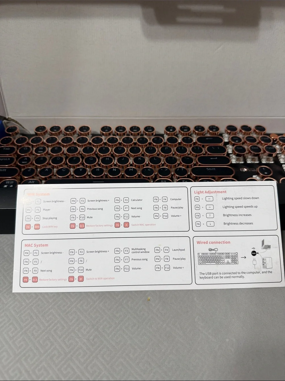 Eweadn V20 Steampunk Wired Retro Typewriter Mechanical Style Keyboard Open Box